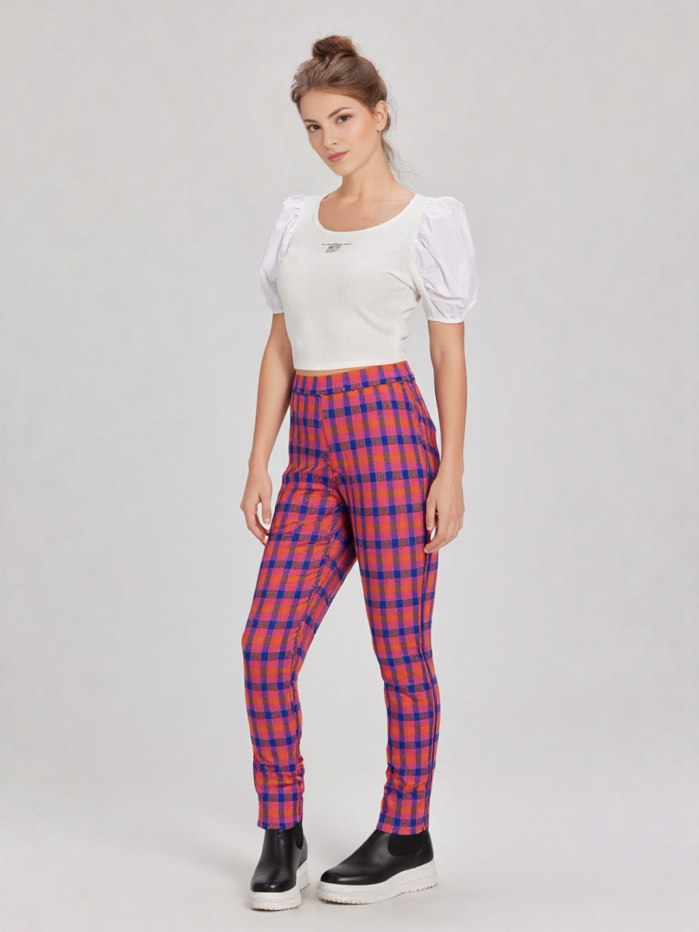 Print Leggings Fit Stretchy Knit Pants: OLIVE MIX / S-M-L