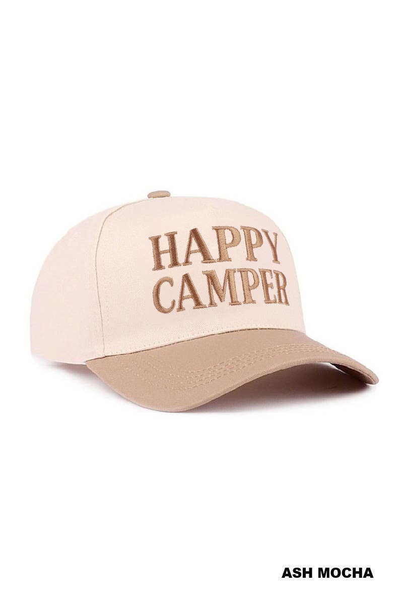 Zenana Happy Camper Two Tone Cotton Hat: CAMO/ OS