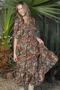 Desert Soul Cactus Print Midi Dress Sizes Sm-Lg