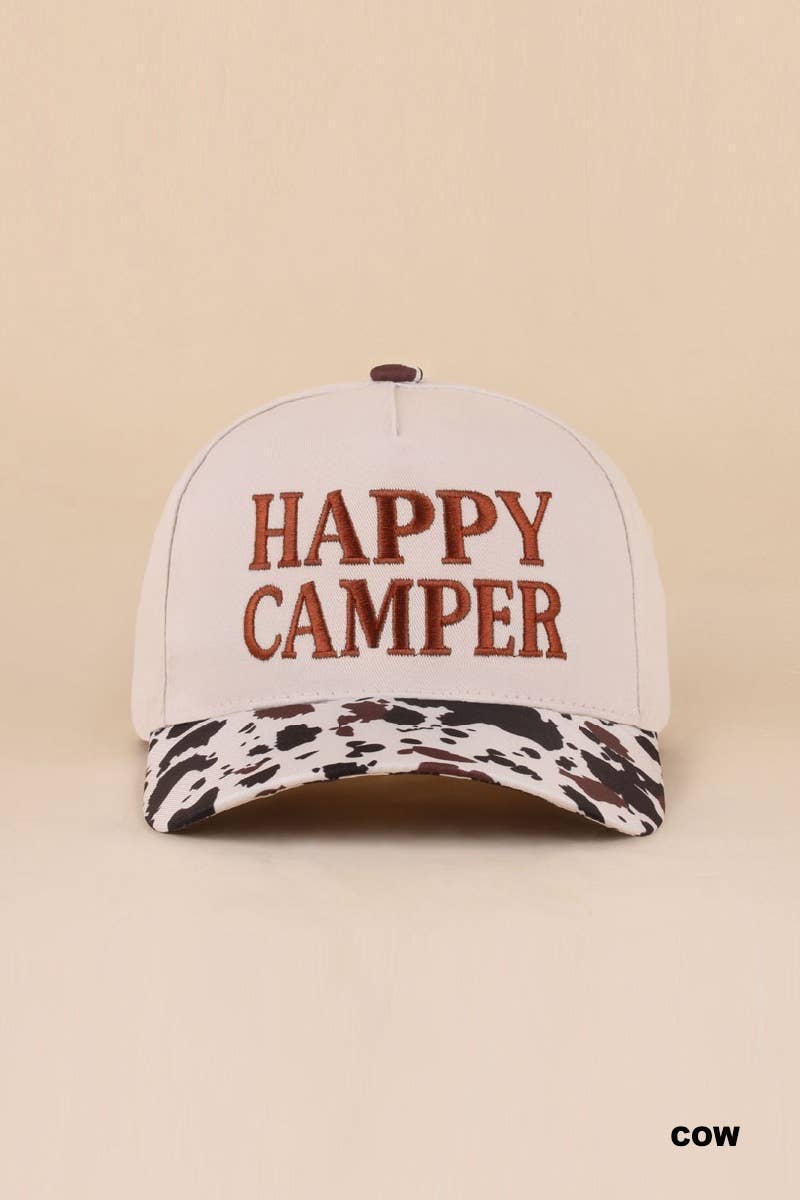 Zenana Happy Camper Two Tone Cotton Hat: CAMO/ OS