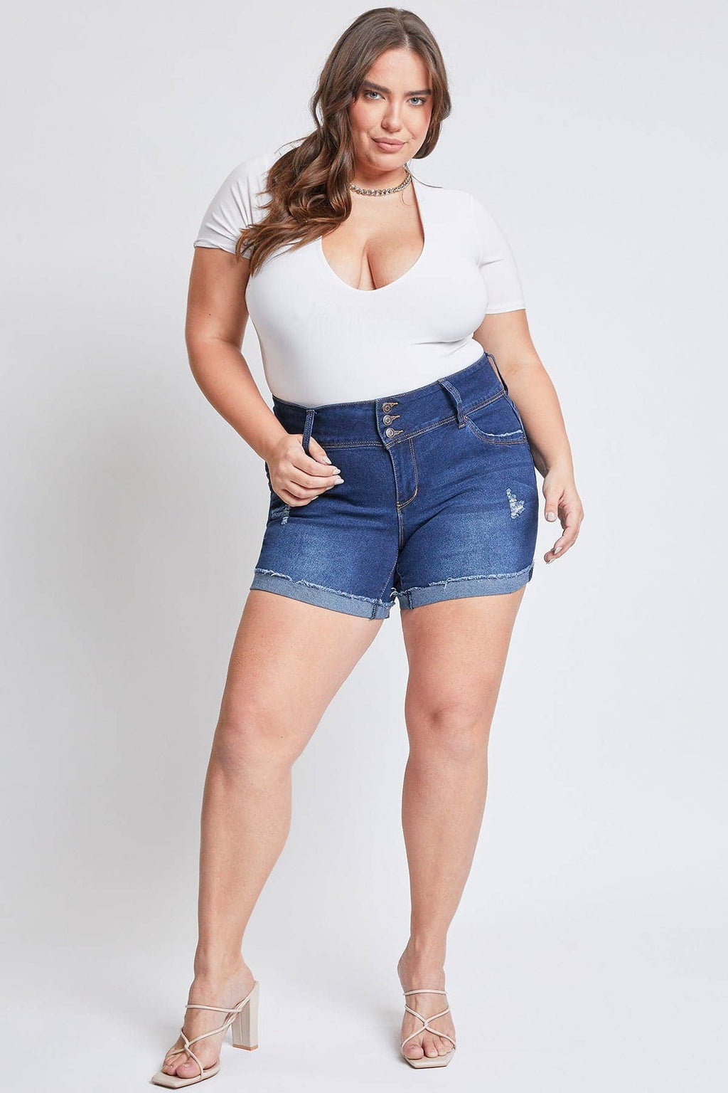 YMI Plus WannaBettaButt Mid Rise Shorts / Sizes 14, 16, 18, 20