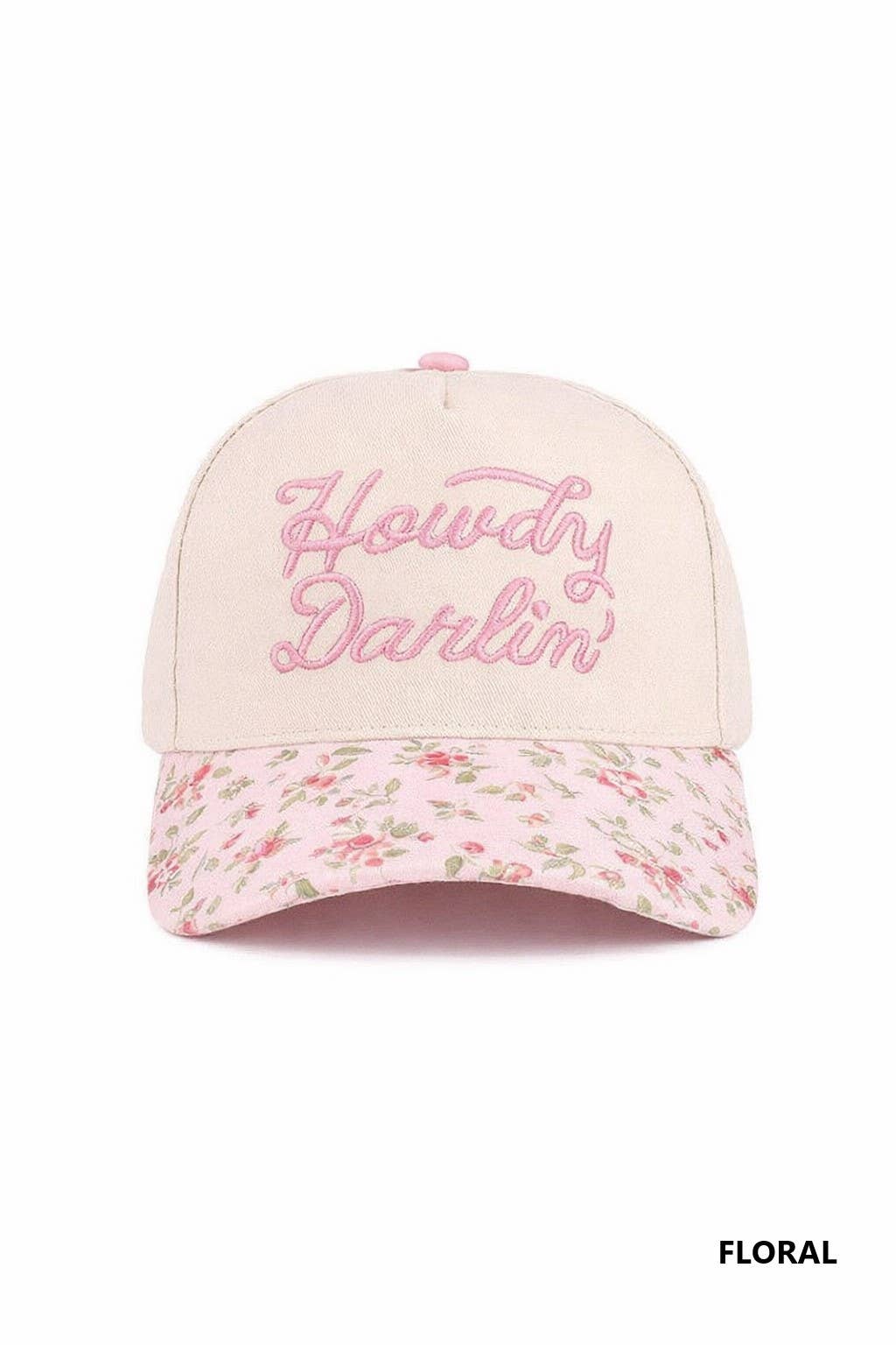 `Howdy Darlin Two Tone Canvas Cotton Cap Zenana : COW/ OS