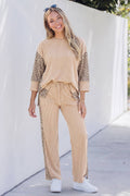 Ribbed Twist Long Sleeve Top Pants Set S-2X