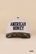 American Honey Two Tone Canvas Cotton Cap  Zenana : CAMO/ OS
