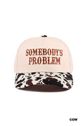 Zenana Somebody's Problem TwoTone Canvas Cotton Cap: COW / OS