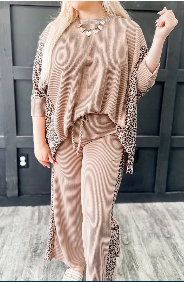 Leopard Luxe Ribbed Two-Piece Set - Sizes S-4X
