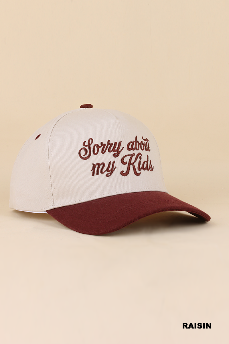 Zenana Sorry About My Kids Two Tone Snapback Hat: COW/ OS
