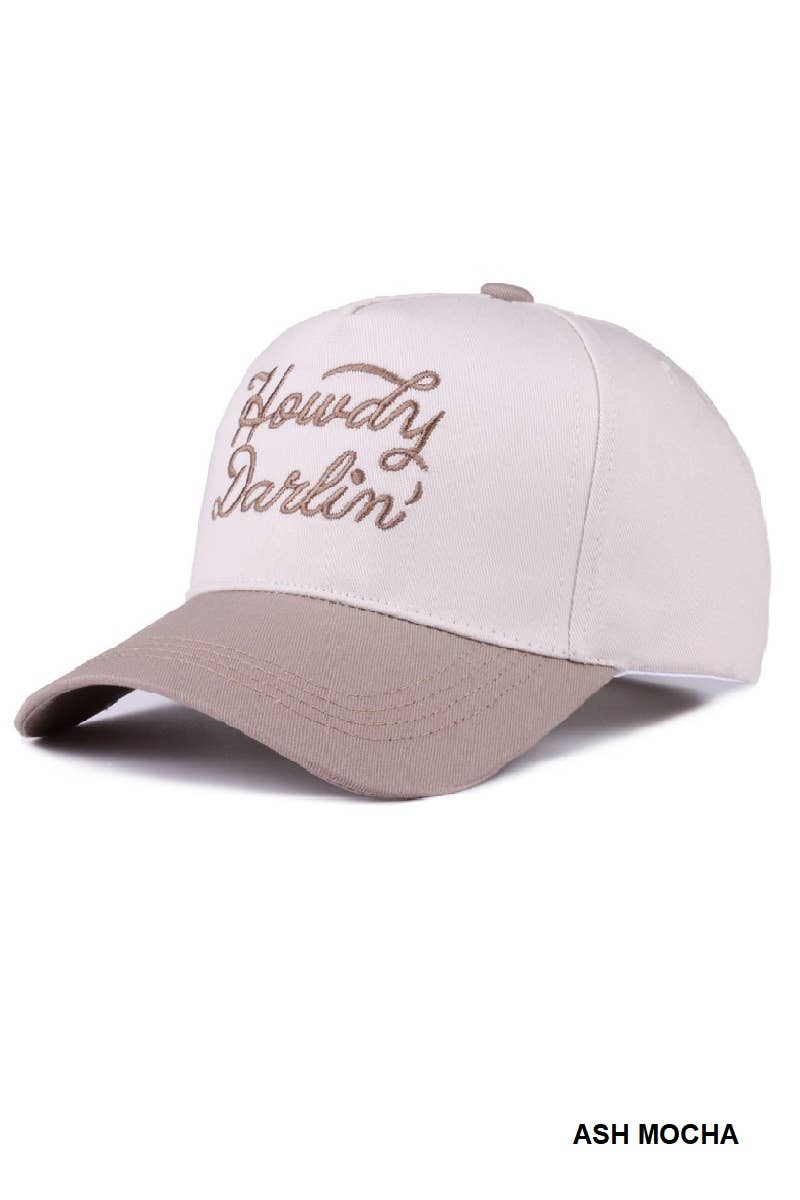 `Howdy Darlin Two Tone Canvas Cotton Cap Zenana : COW/ OS