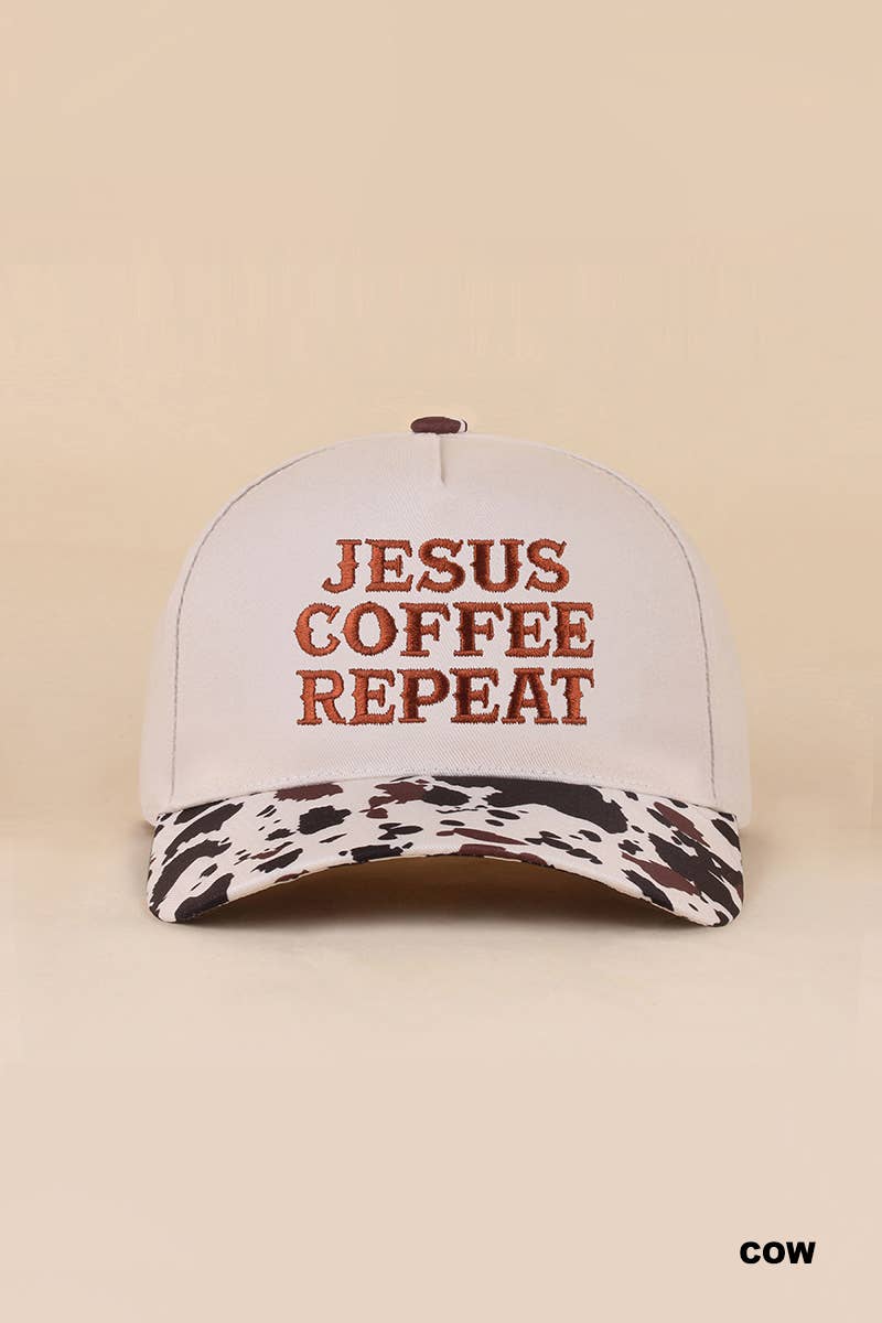 Zenana Running on Coffee & Jesus Two Tone Cotton Hat: DK FOREST / OS