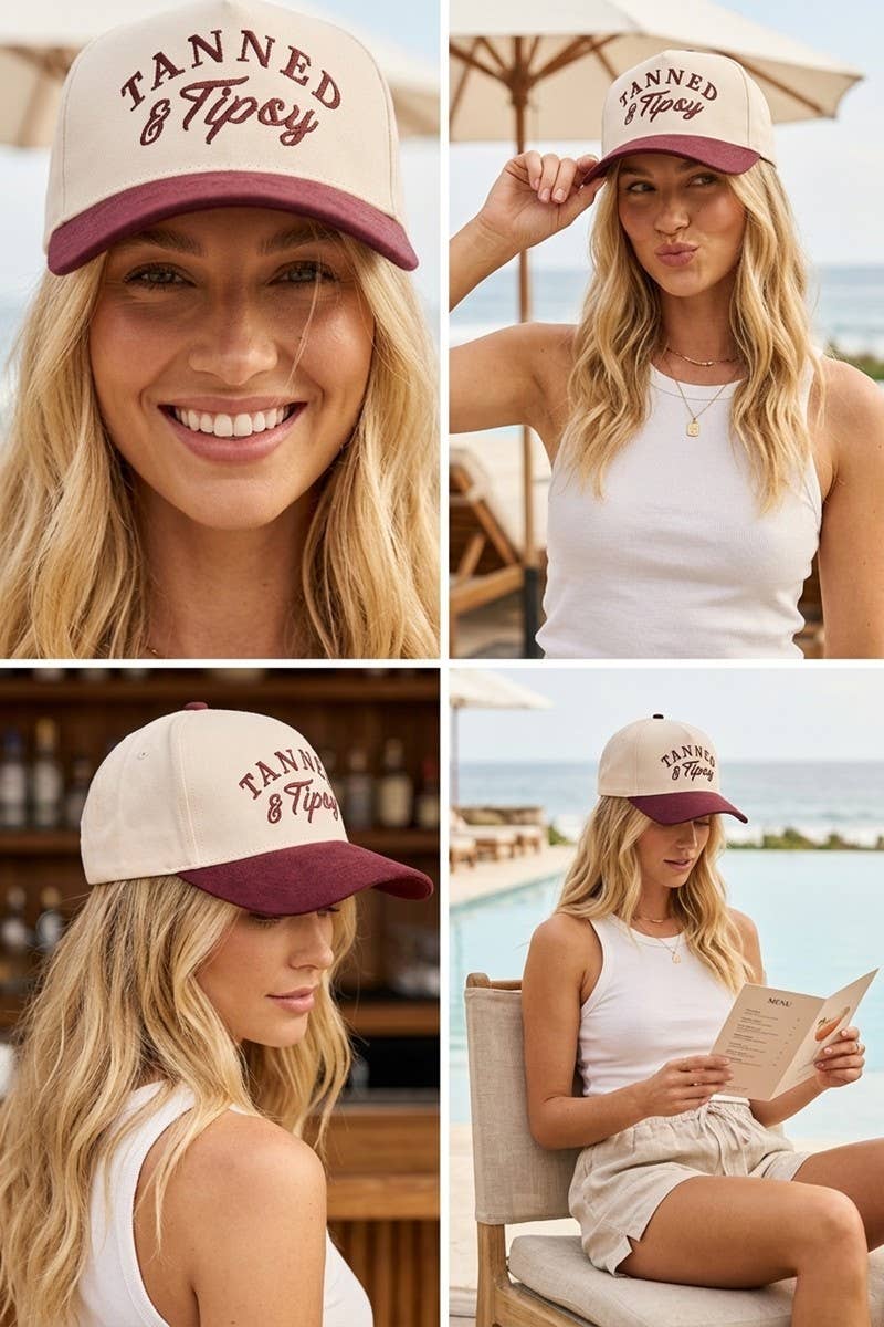 Tanned & Tipsy two tone canvas cotton cap  Zenana .: FLORAL / OS