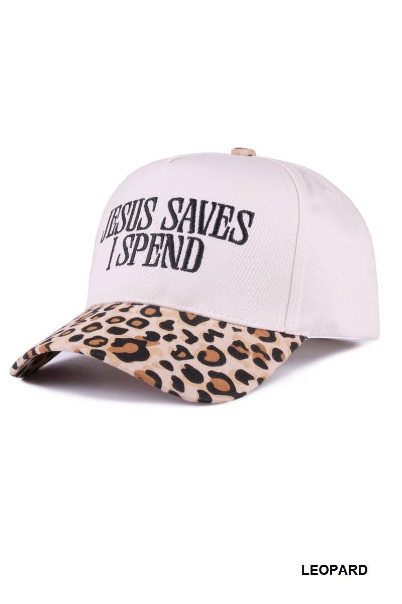 `Jesus Saves I Spend Two Tone Canvas Cotton Cap  Zenana : COUGAR / OS