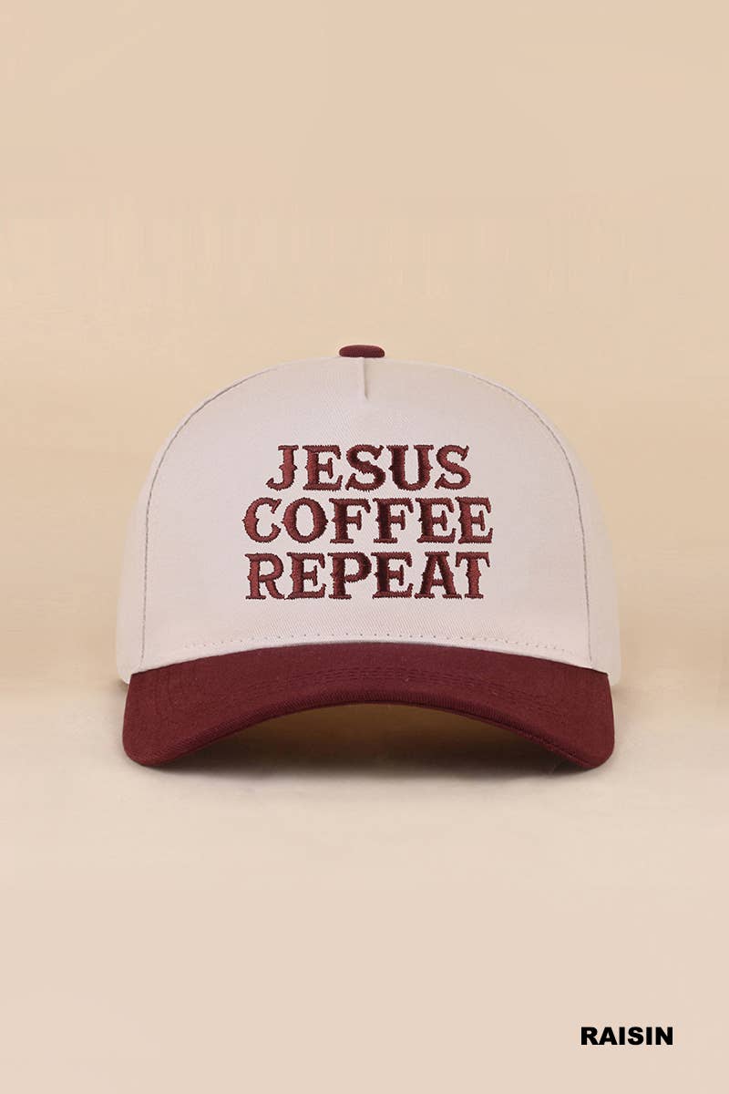 Zenana Running on Coffee & Jesus Two Tone Cotton Hat: DK FOREST / OS