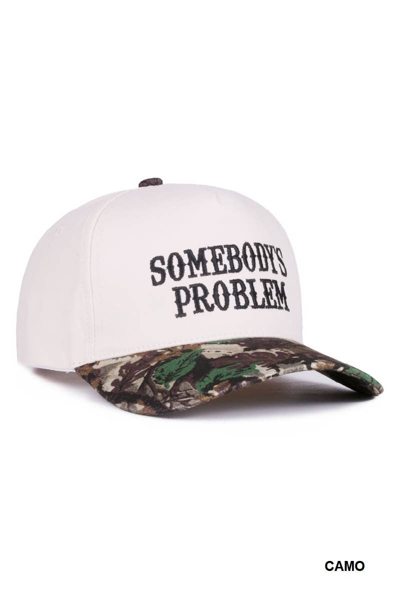 Zenana Somebody's Problem TwoTone Canvas Cotton Cap: COW / OS
