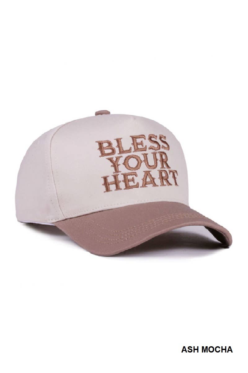 Bless Your Heart Two Tone Canvas Cotton Cap Zenana .: FLORAL / OS