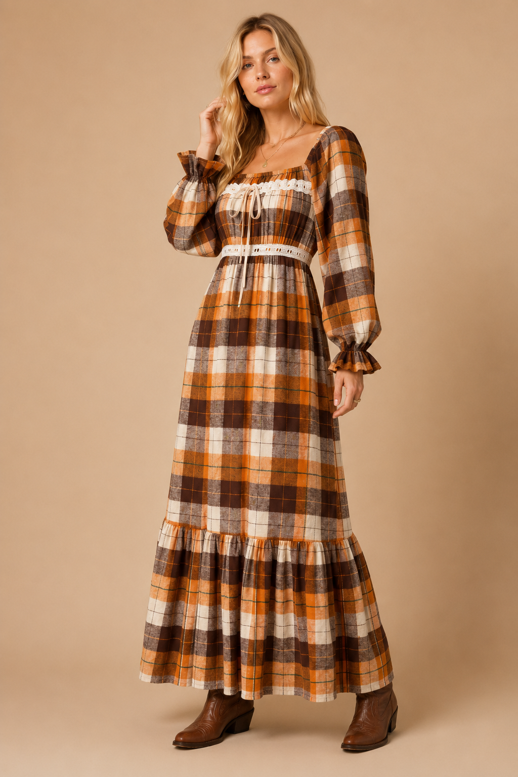 Autumn Vintage Love Plaid Flannel Maxi Dress - Sizes Small - 3X
