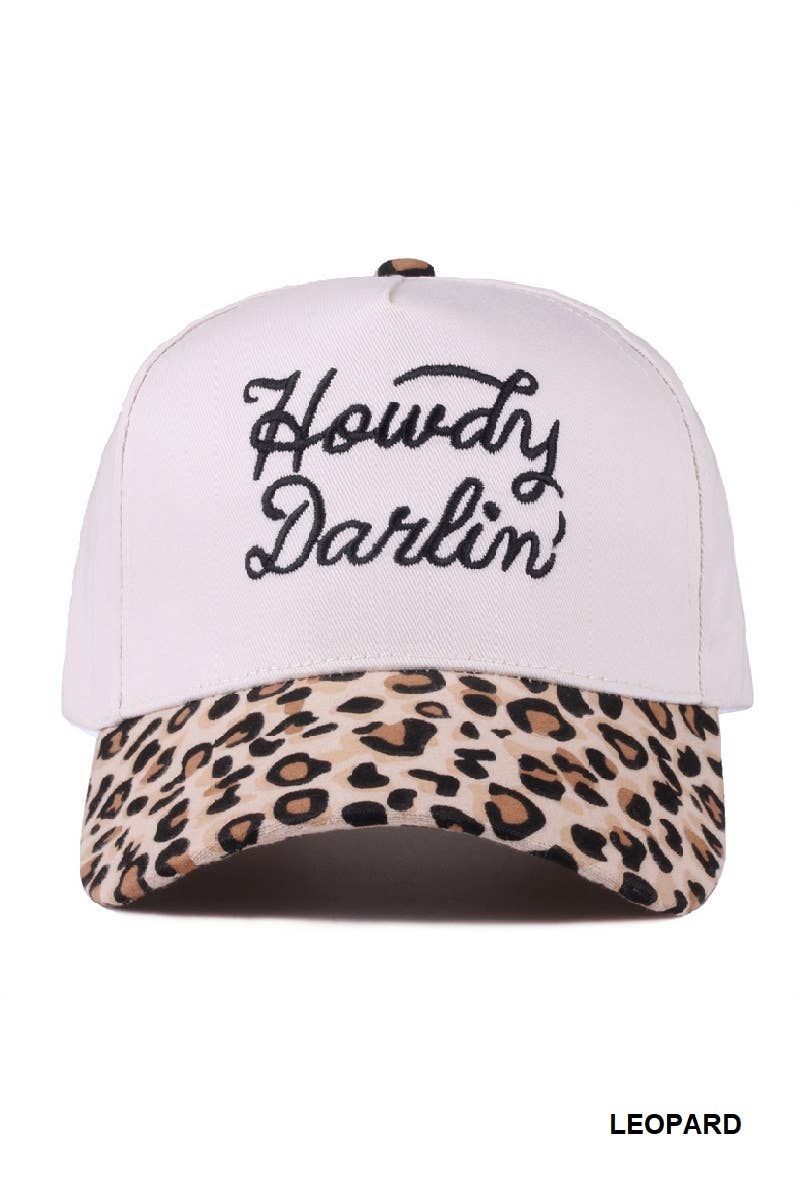 `Howdy Darlin Two Tone Canvas Cotton Cap Zenana : COW/ OS