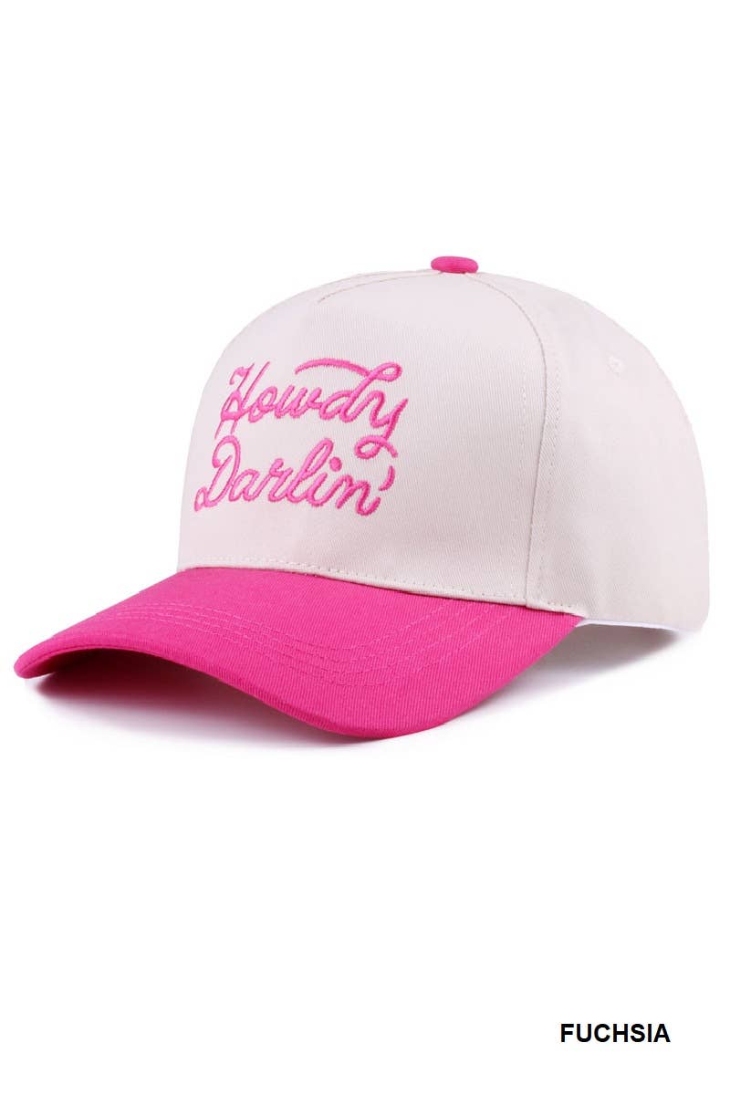 `Howdy Darlin Two Tone Canvas Cotton Cap Zenana : COW/ OS