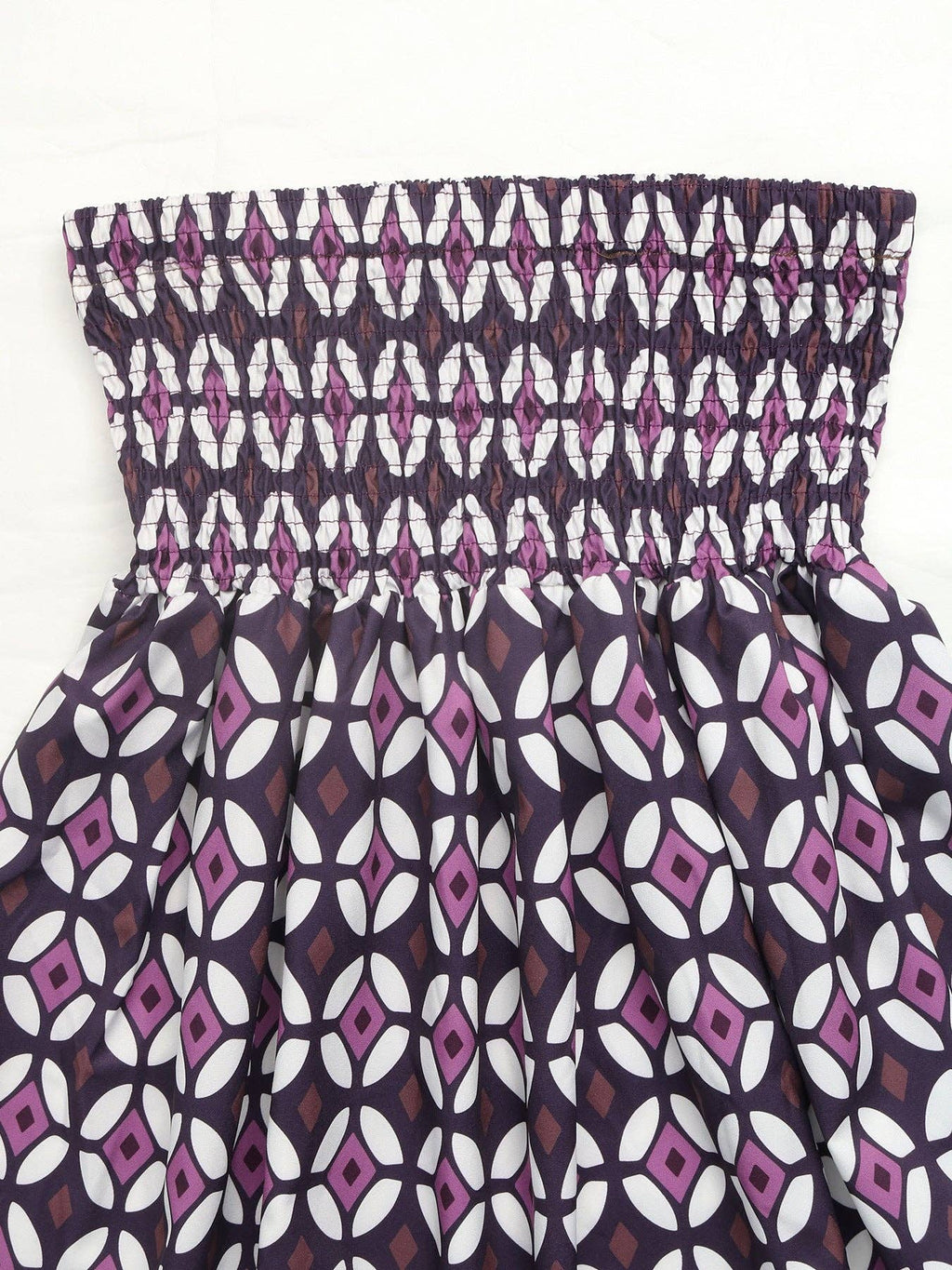 Geometric Chiffon Maxi Skirt Boho Smocked Tiered: Purple - Small - XL