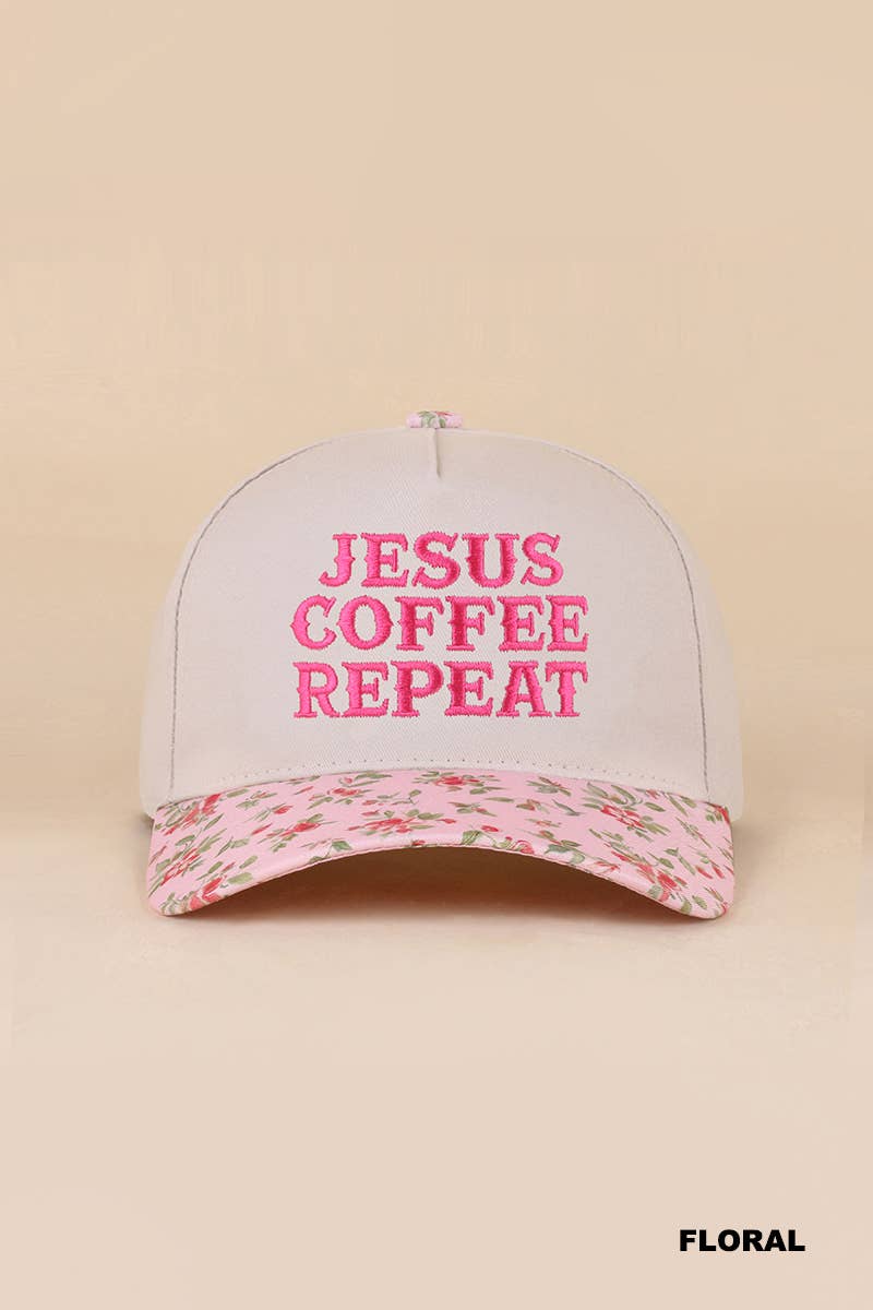 Zenana Running on Coffee & Jesus Two Tone Cotton Hat: DK FOREST / OS