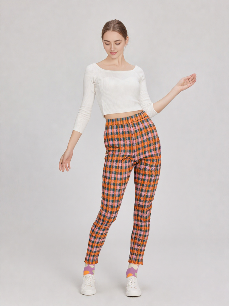 Print Leggings Fit Stretchy Knit Pants: OLIVE MIX / S-M-L