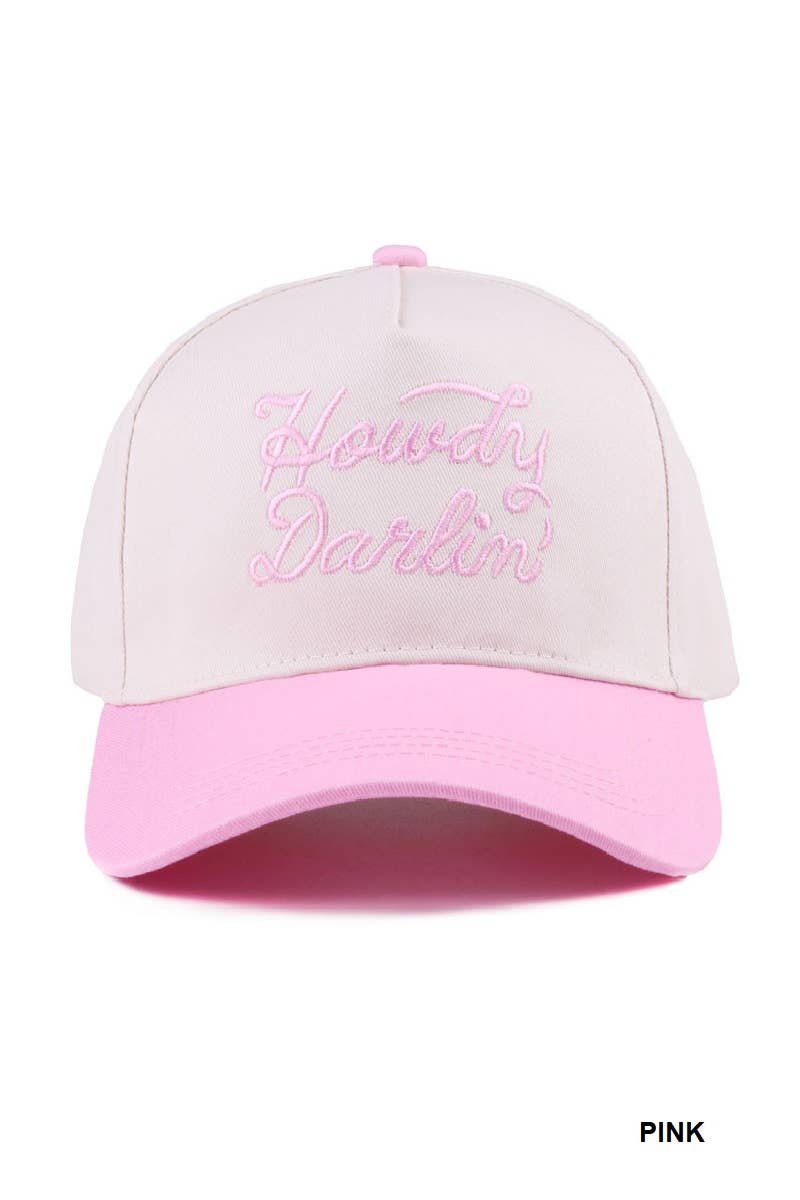 `Howdy Darlin Two Tone Canvas Cotton Cap Zenana : COW/ OS
