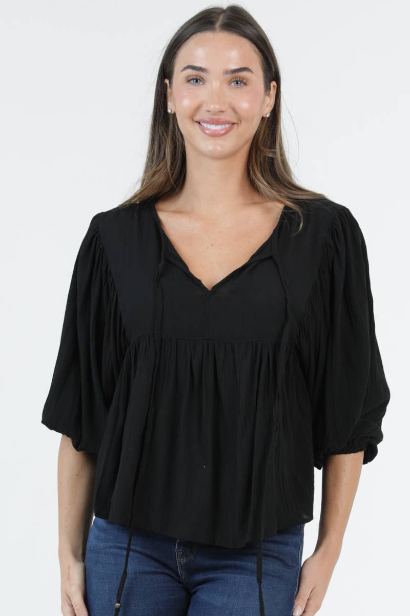 Boho Puff Sleeve Blouse - Sizes Small - Large