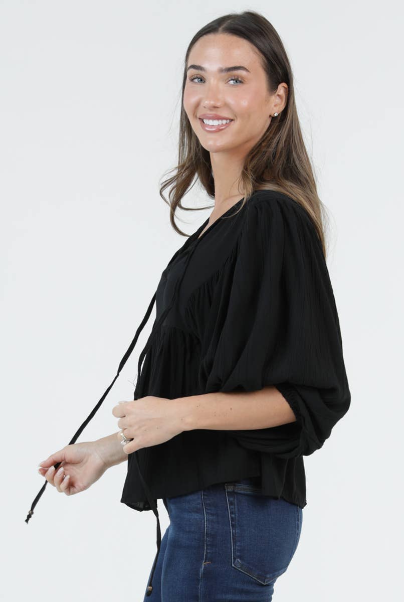 Boho Puff Sleeve Blouse - Sizes Small - Large