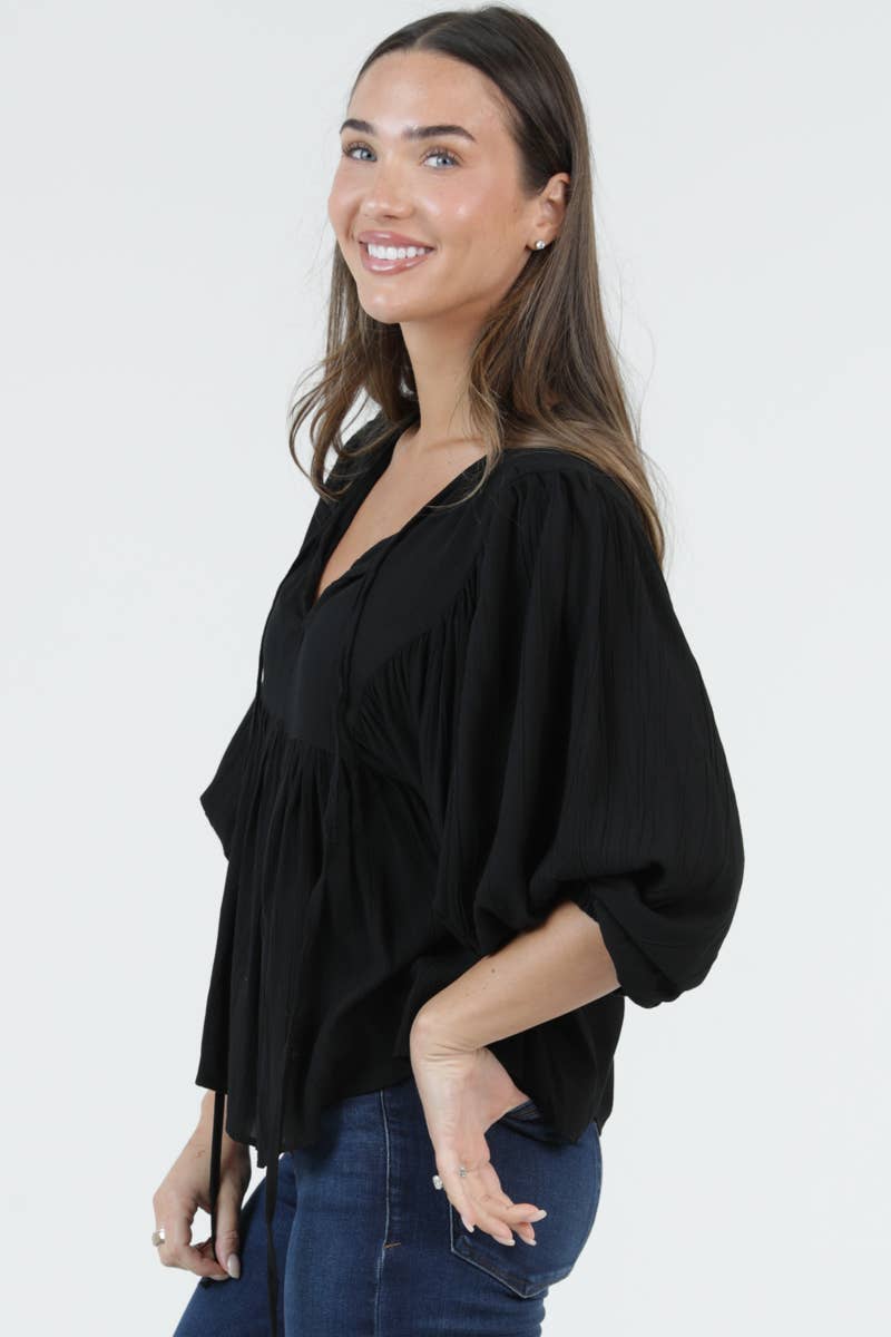Boho Puff Sleeve Blouse - Sizes Small - Large