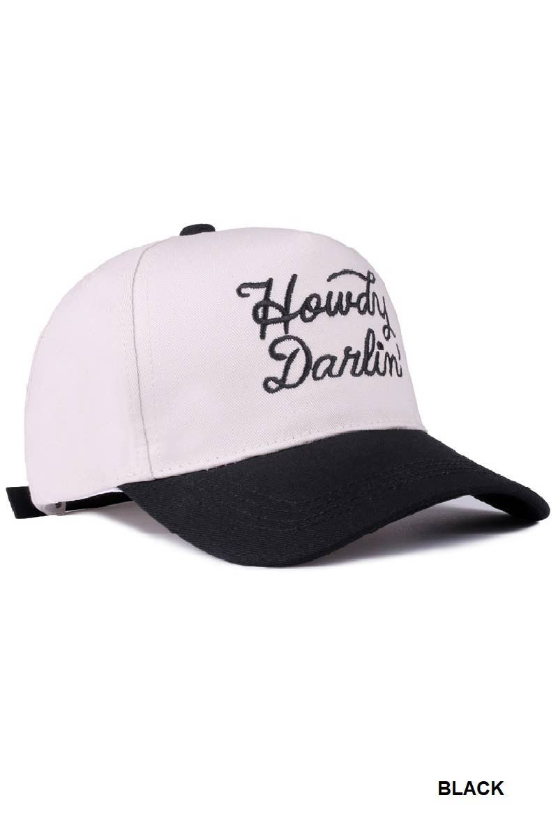 `Howdy Darlin Two Tone Canvas Cotton Cap Zenana : COW/ OS