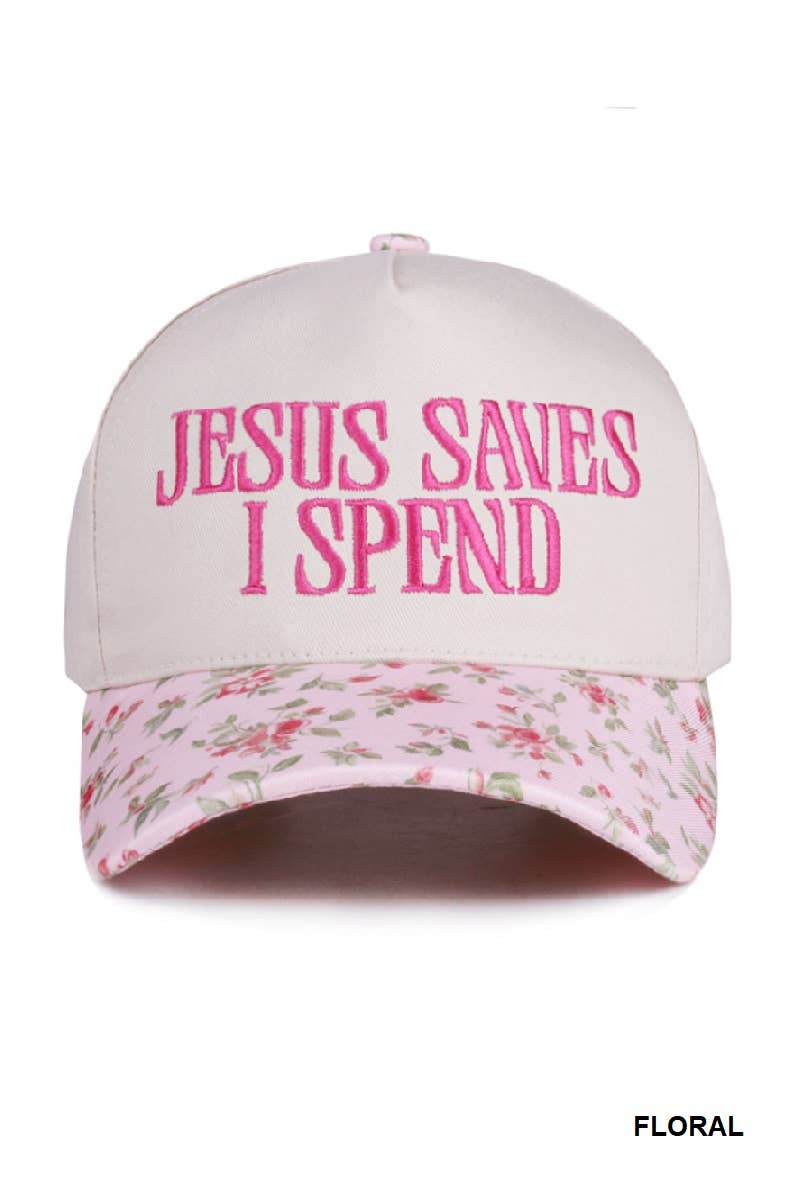 `Jesus Saves I Spend Two Tone Canvas Cotton Cap  Zenana : COUGAR / OS