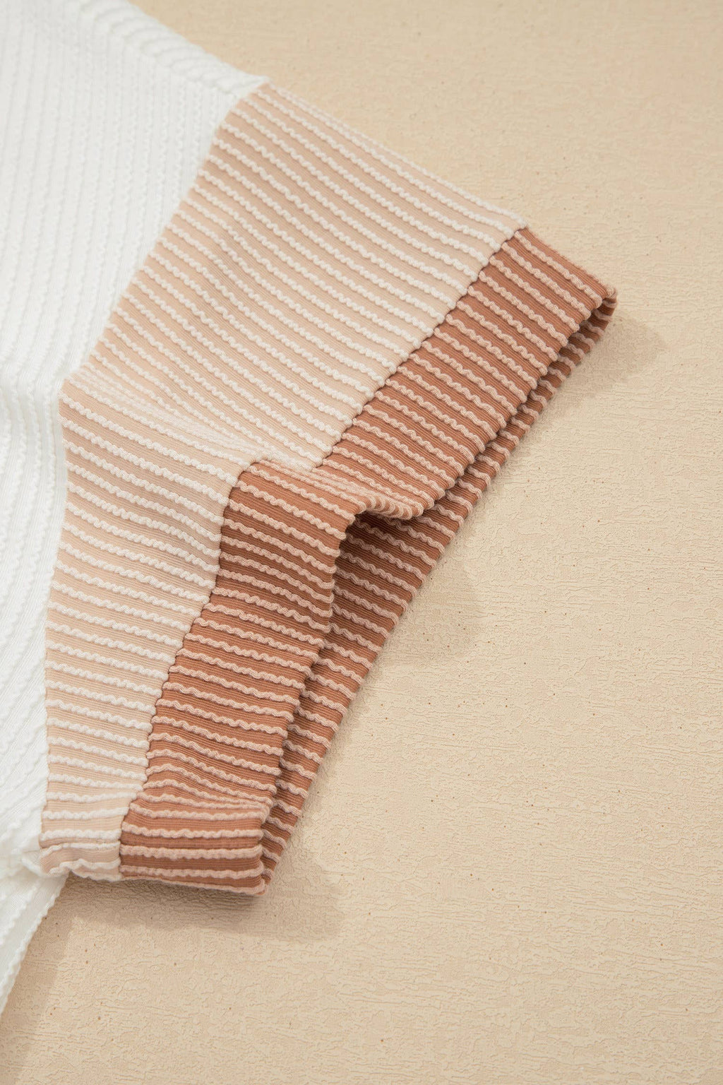 Bowknot Applique Ribbed Top: Beige / Plus /1X-4X/