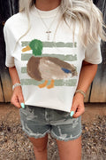 Mallard Duck Graffiti Print T-Shirt White S-3X