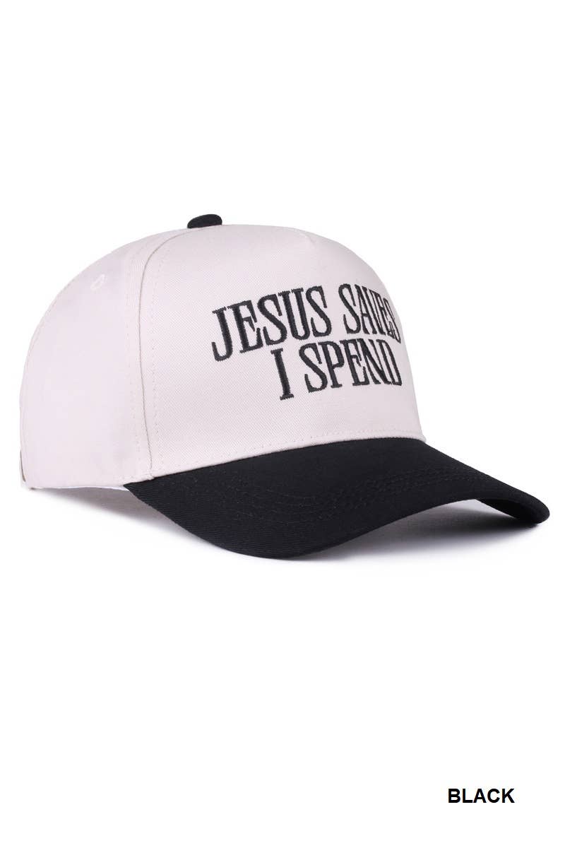 `Jesus Saves I Spend Two Tone Canvas Cotton Cap  Zenana : COUGAR / OS