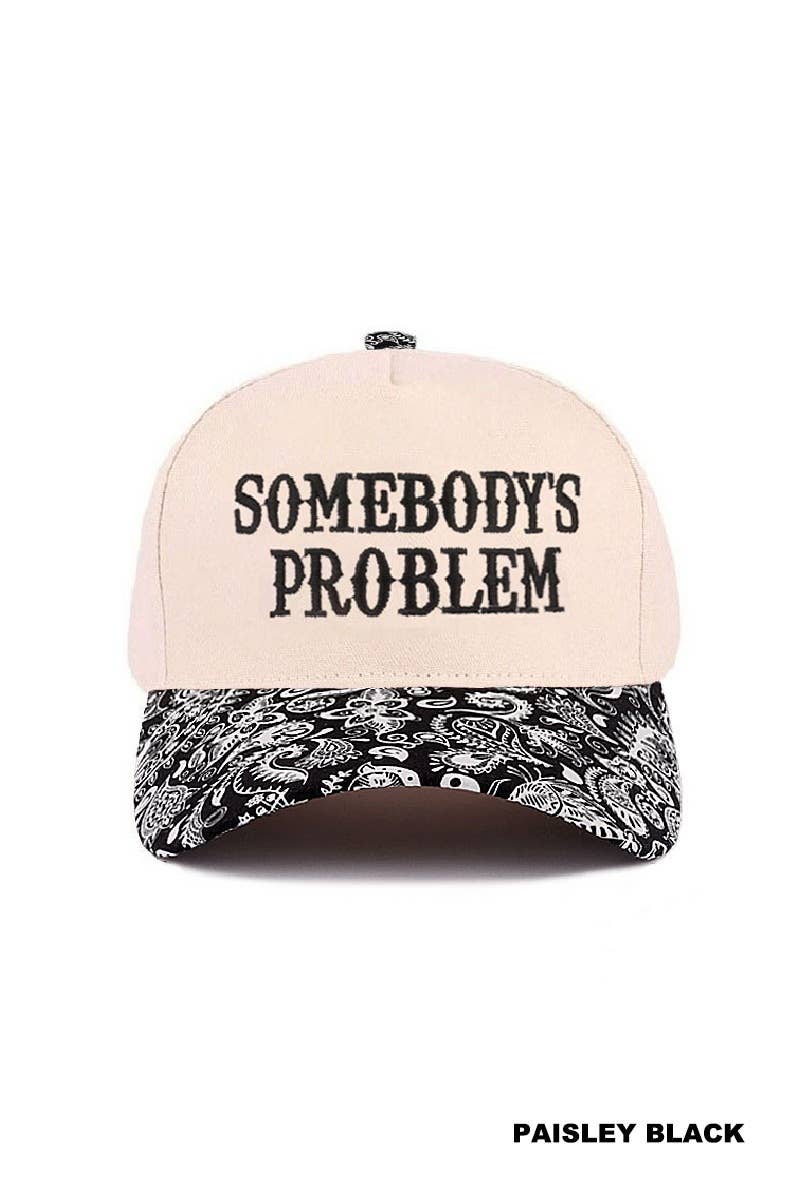 Zenana Somebody's Problem TwoTone Canvas Cotton Cap: COW / OS