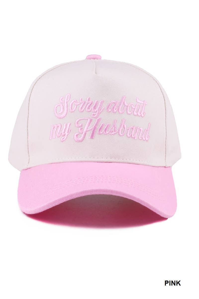 Sorry About My Husband Two Tone Canvas Cotton Cap  Zenana : COW/ OS