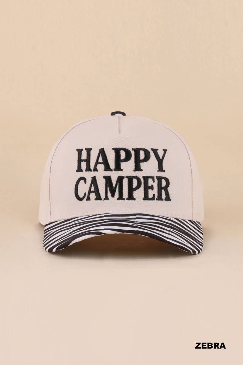 Zenana Happy Camper Two Tone Cotton Hat: CAMO/ OS