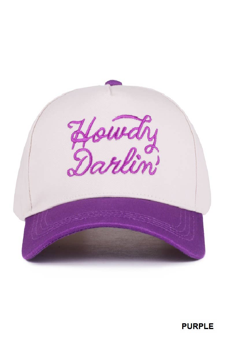 `Howdy Darlin Two Tone Canvas Cotton Cap Zenana : COW/ OS