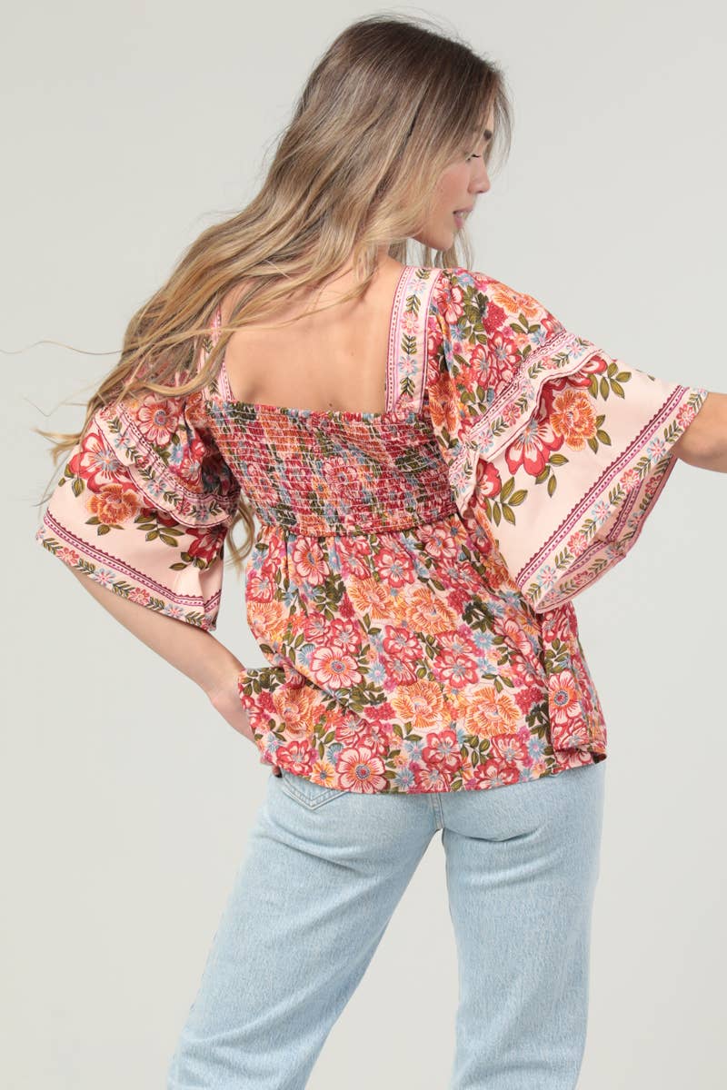 Wildflower Romance Smocked Top Sizes Sm-Lg