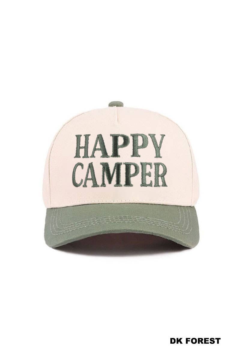 Zenana Happy Camper Two Tone Cotton Hat: CAMO/ OS