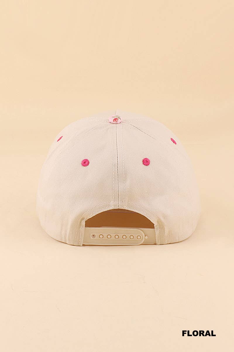Zenana Dilly Dally Two Tone Snapback Hat: FLORAL/ OS