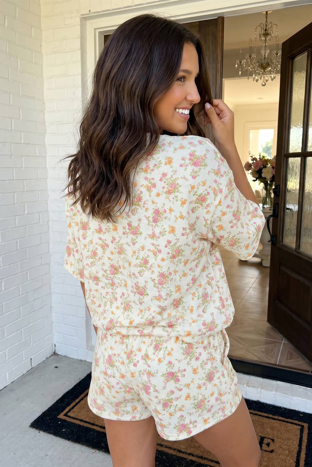 LAS Floral Oversized Tee and Shorts Set / S