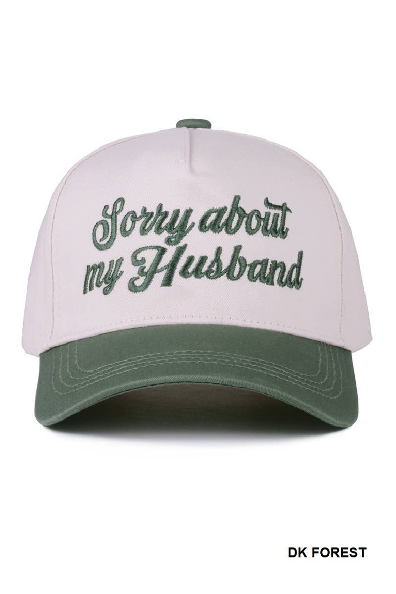 Sorry About My Husband Two Tone Canvas Cotton Cap  Zenana : COW/ OS