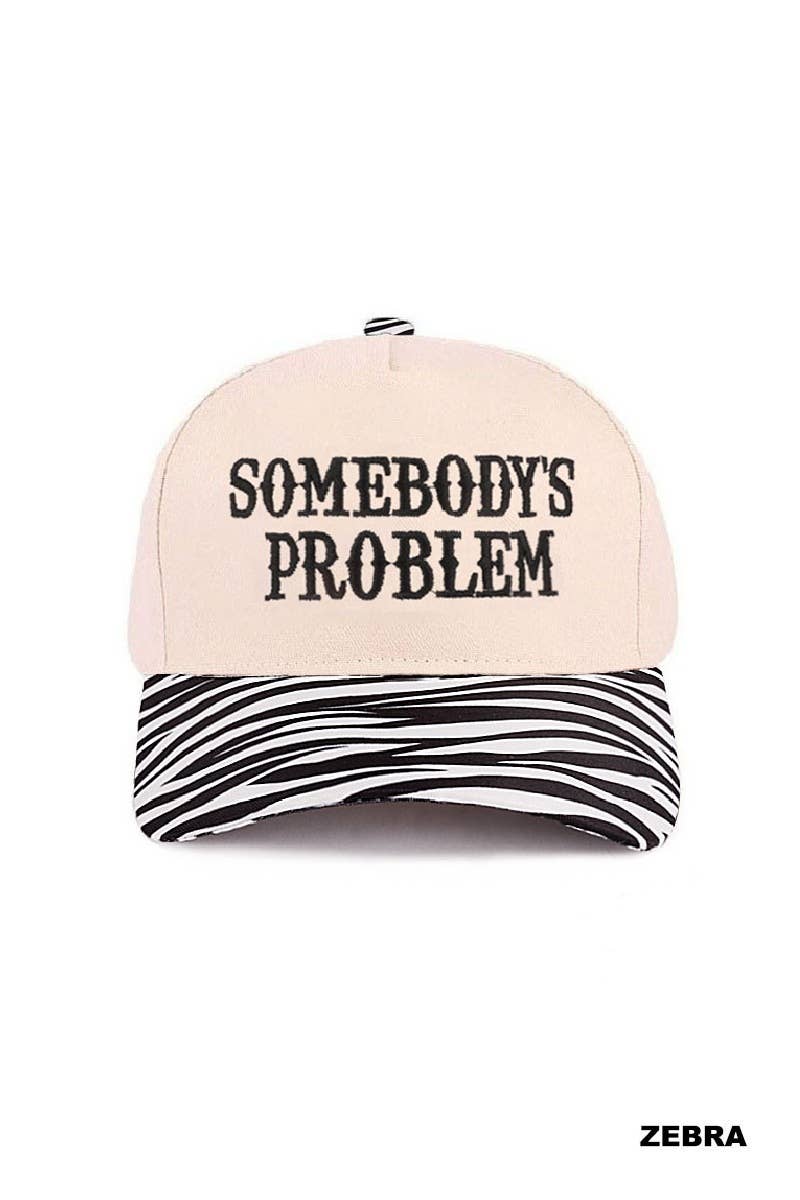 Zenana Somebody's Problem TwoTone Canvas Cotton Cap: COW / OS