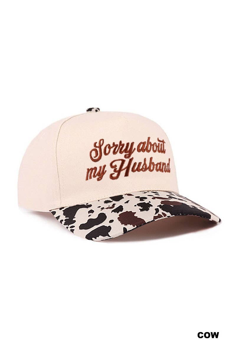 Sorry About My Husband Two Tone Canvas Cotton Cap  Zenana : COW/ OS