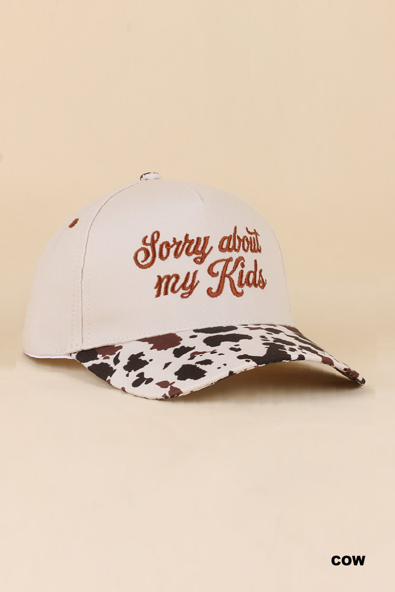 Zenana Sorry About My Kids Two Tone Snapback Hat: COW/ OS