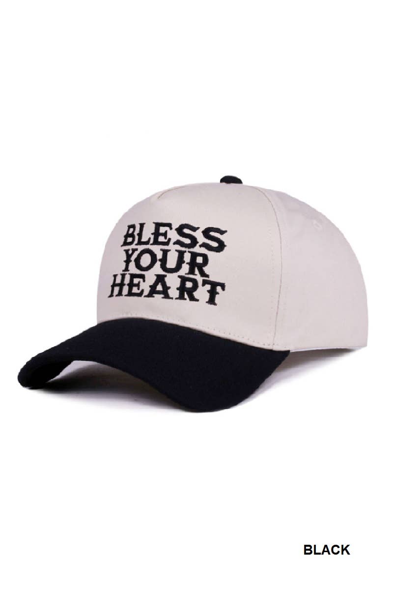 Bless Your Heart Two Tone Canvas Cotton Cap Zenana .: FLORAL / OS