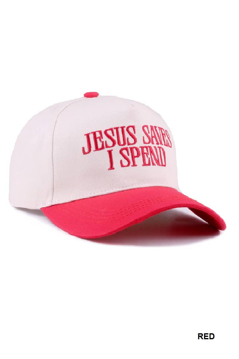 `Jesus Saves I Spend Two Tone Canvas Cotton Cap  Zenana : COUGAR / OS
