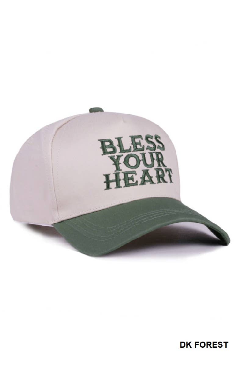 Bless Your Heart Two Tone Canvas Cotton Cap Zenana .: FLORAL / OS