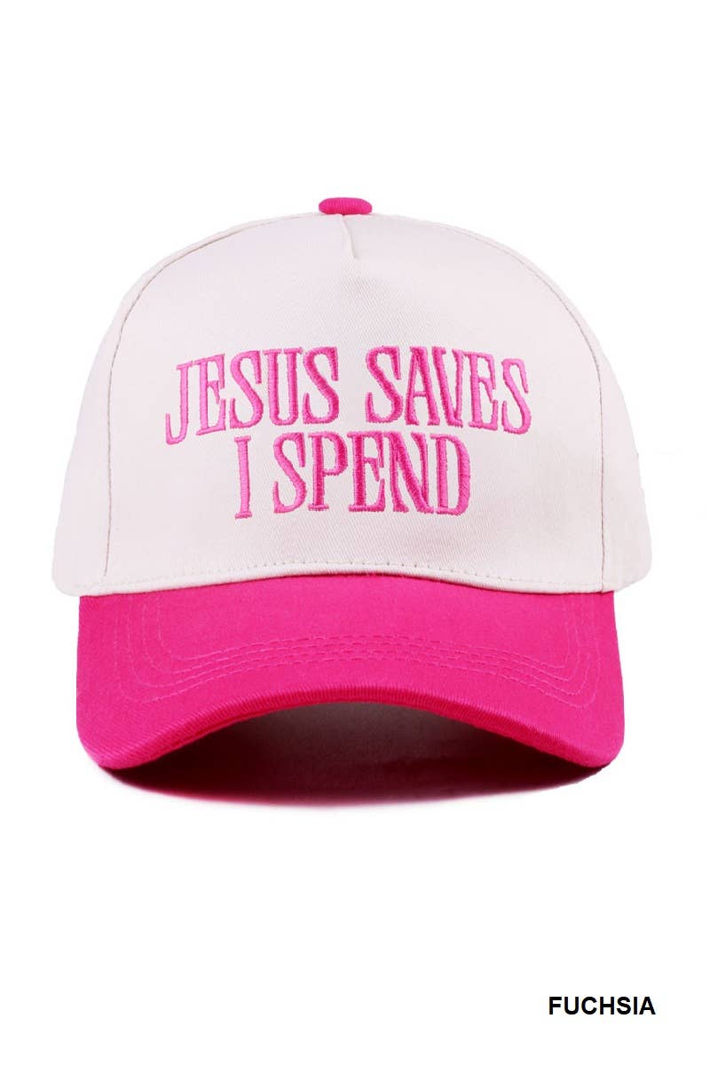 `Jesus Saves I Spend Two Tone Canvas Cotton Cap  Zenana : COUGAR / OS