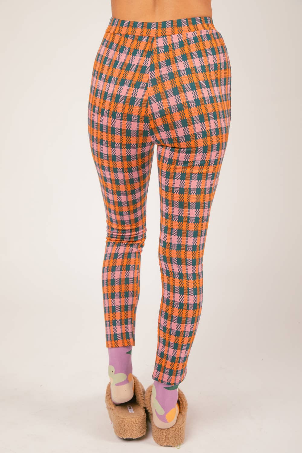 Print Leggings Fit Stretchy Knit Pants: OLIVE MIX / S-M-L